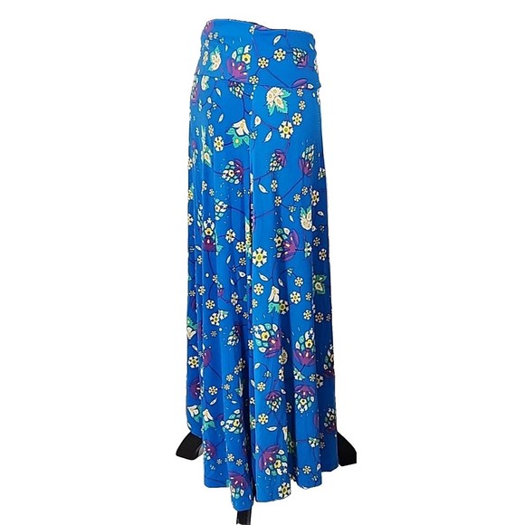 LULAROE Womens XS Blue Floral Long Maxi Skirt Stretch Modest Floral Print - Picture 3 of 6